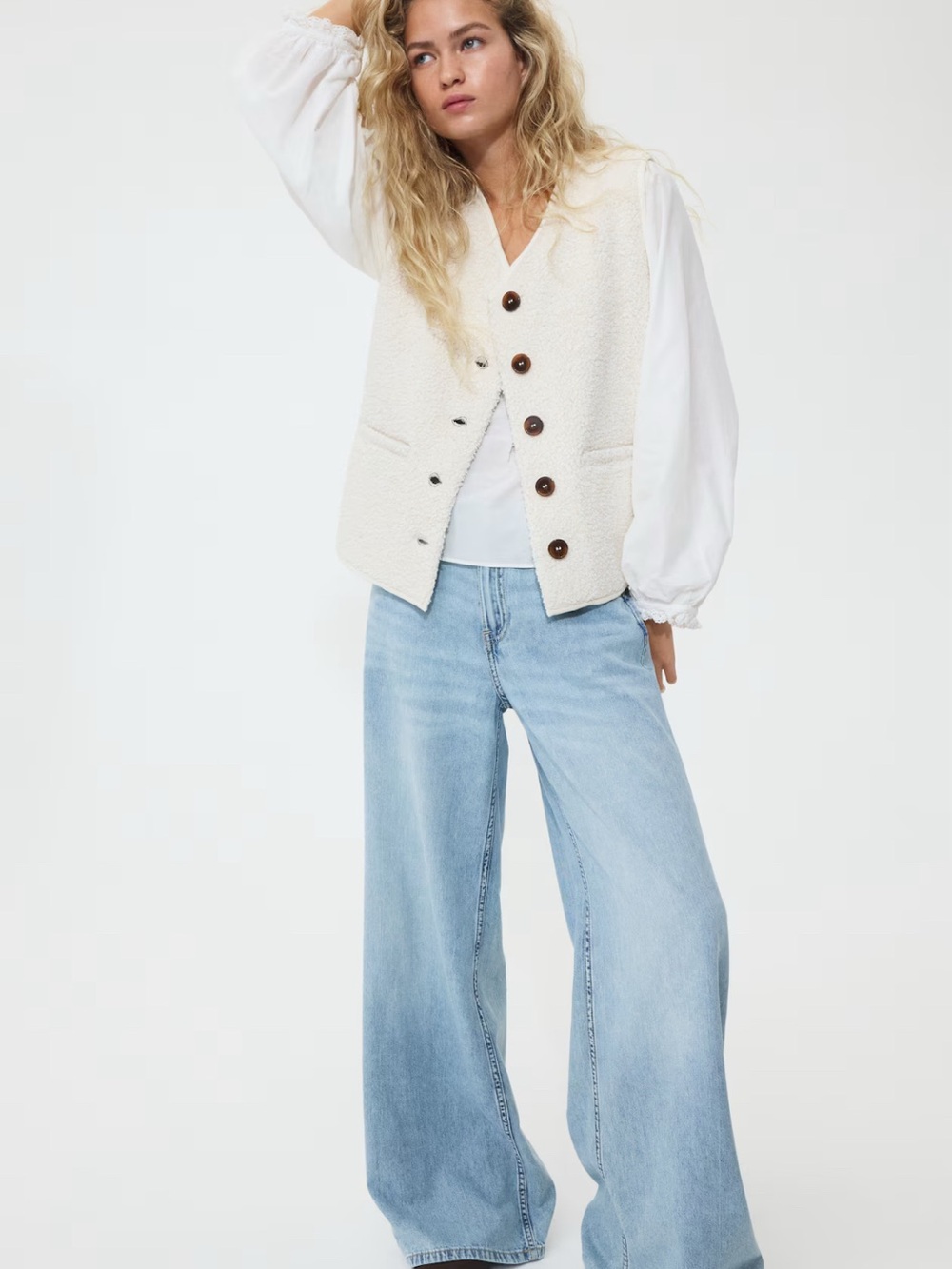 H&M Light Blue Wide-Leg Jeans